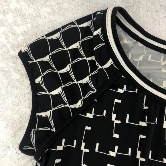 Max Studio Black & White Geometric Print Short Sleeve Midi Dress - Picture 5 of 11
